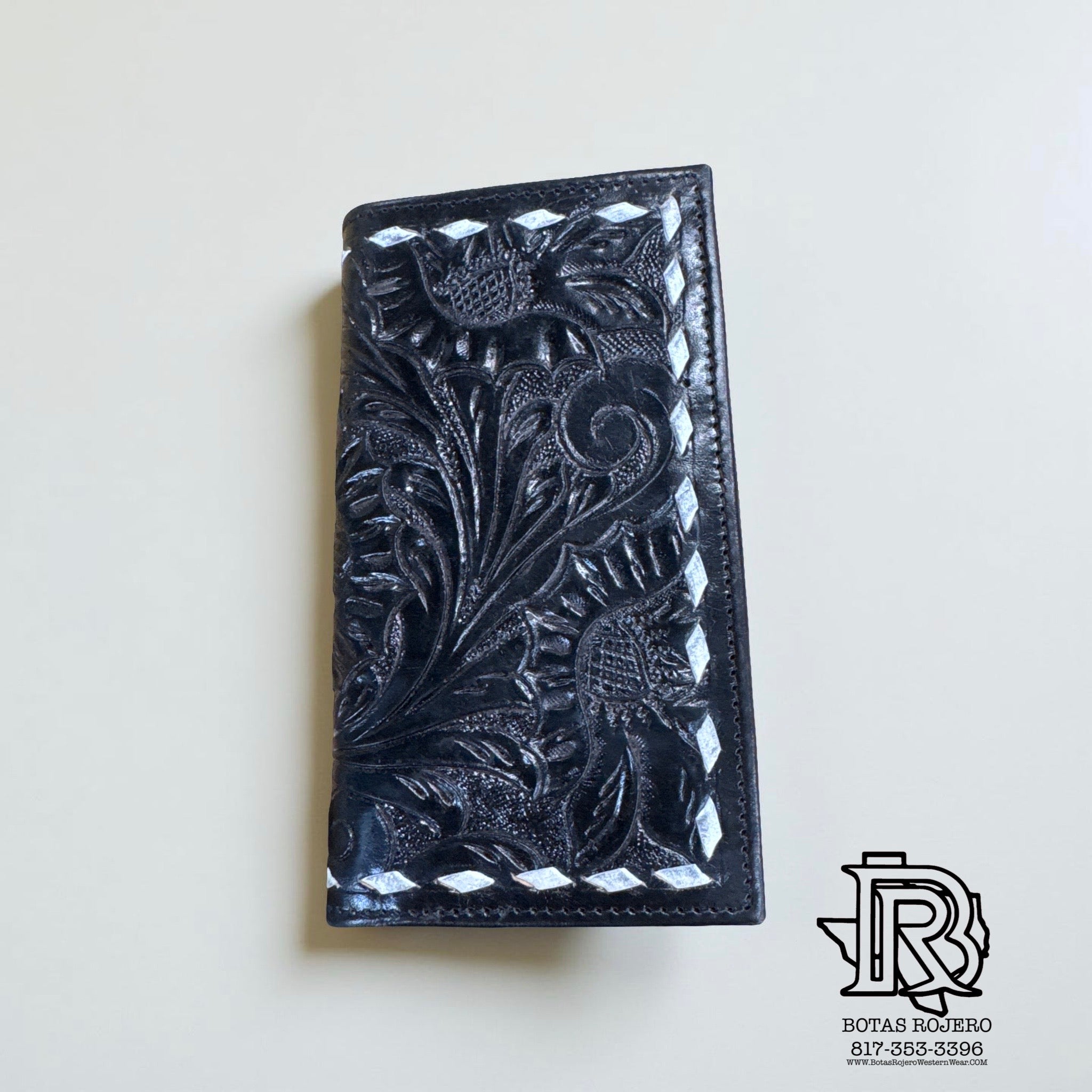 “ OLIVER “ | MEN BI FOLD WESTERN TOOLED LEATHER WALLET BEADED