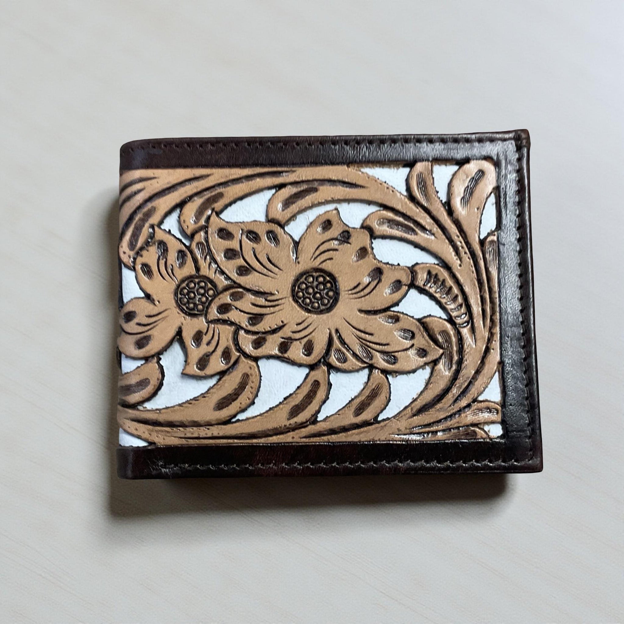 ‘’ ANDERSON  “ | IRON SPUR WESTERN CO. MEN BI FOLD WESTERN TOOLED LEATHER WALLET