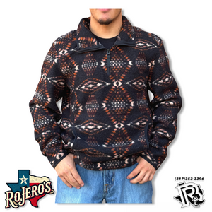 MEN'S ROCK ROLL PRINTED BERBER 1/4 ZIPER SWEATER BM91C04347