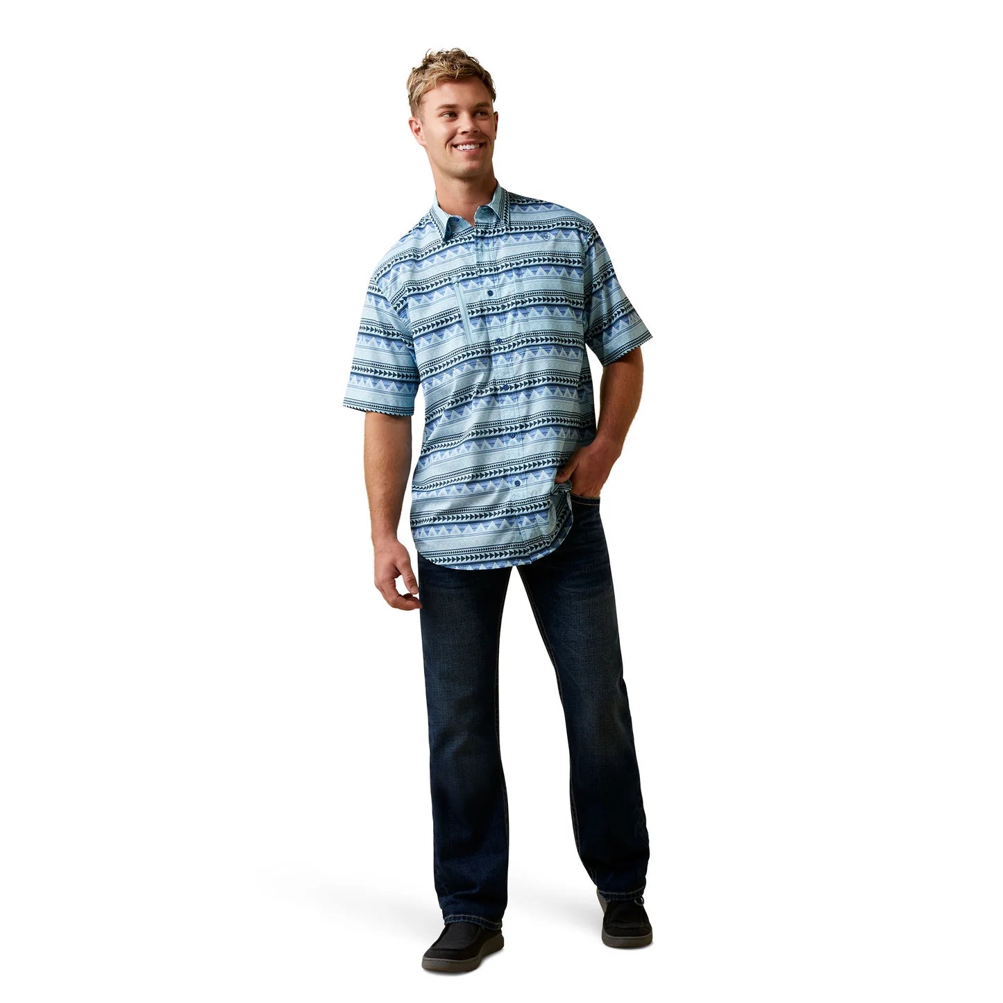 Mens Ariat venttek classic short sleeve Ashleigh blue | 10044934