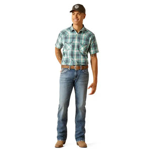 Mens Ariat Harrington retro egret short sleeve shirt | 10048499