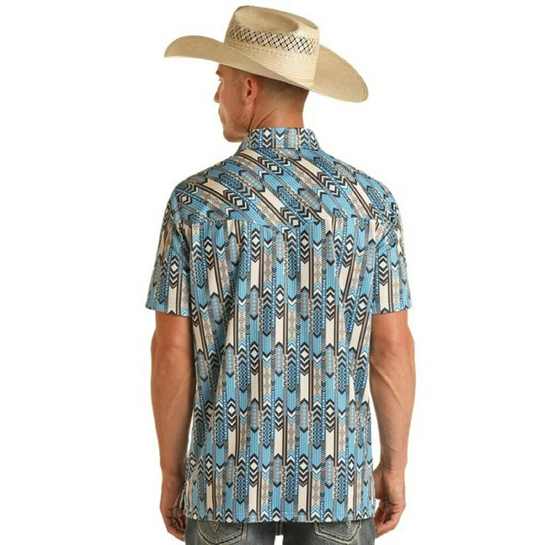 ROCK & ROLL MENS POLO  AZTEC PRINT  | BM53T03491