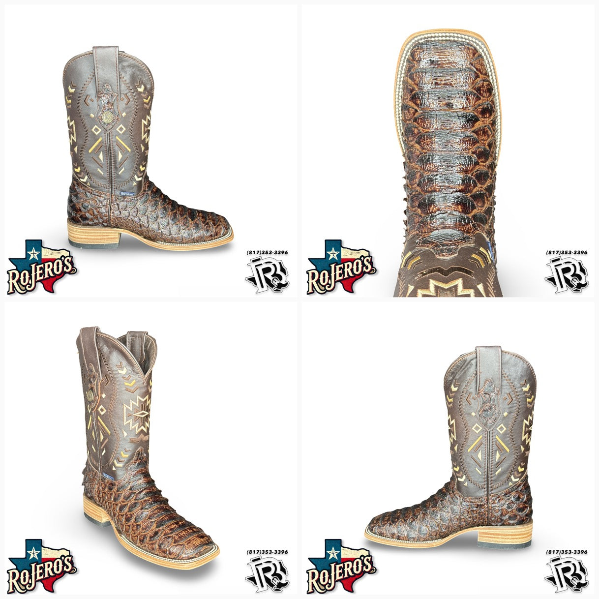 ‘’CHARLIE ’’ MENS BROWN  PYTHON PRINTED BOOTS