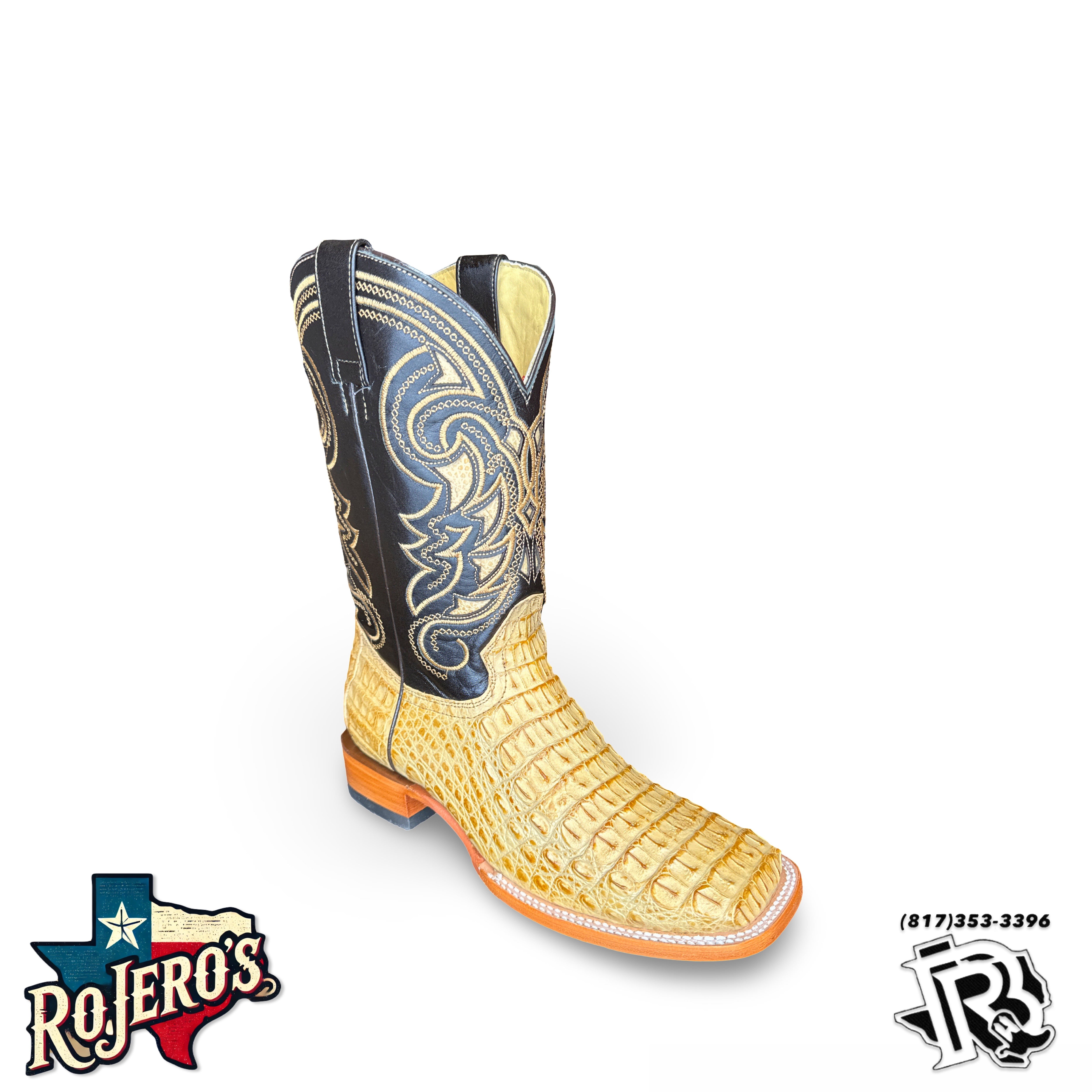 “ Jack  “  | MEN WESTERN ORIGINAL CAIMAN SQUARE TOE BOOTS TAN ARANGO
