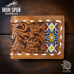 “ SHAN “ | IRON SPUR MEN WESTERN WALLET BEADED MULTI COLOR BI FOLD