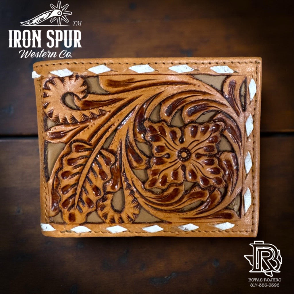 “ ISAI  “ | IRON SPUR WESTERN CO MEN BI FOLD WESTERN TOOLED LEATHER WALLET