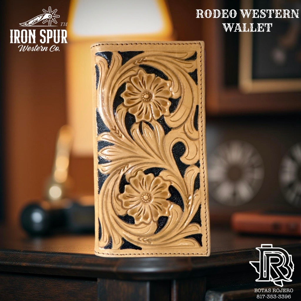 “ ALBERT  “ | IRON SPUR ™️ MEN BI FOLD WESTERN TOOLED LEATHER WALLET
