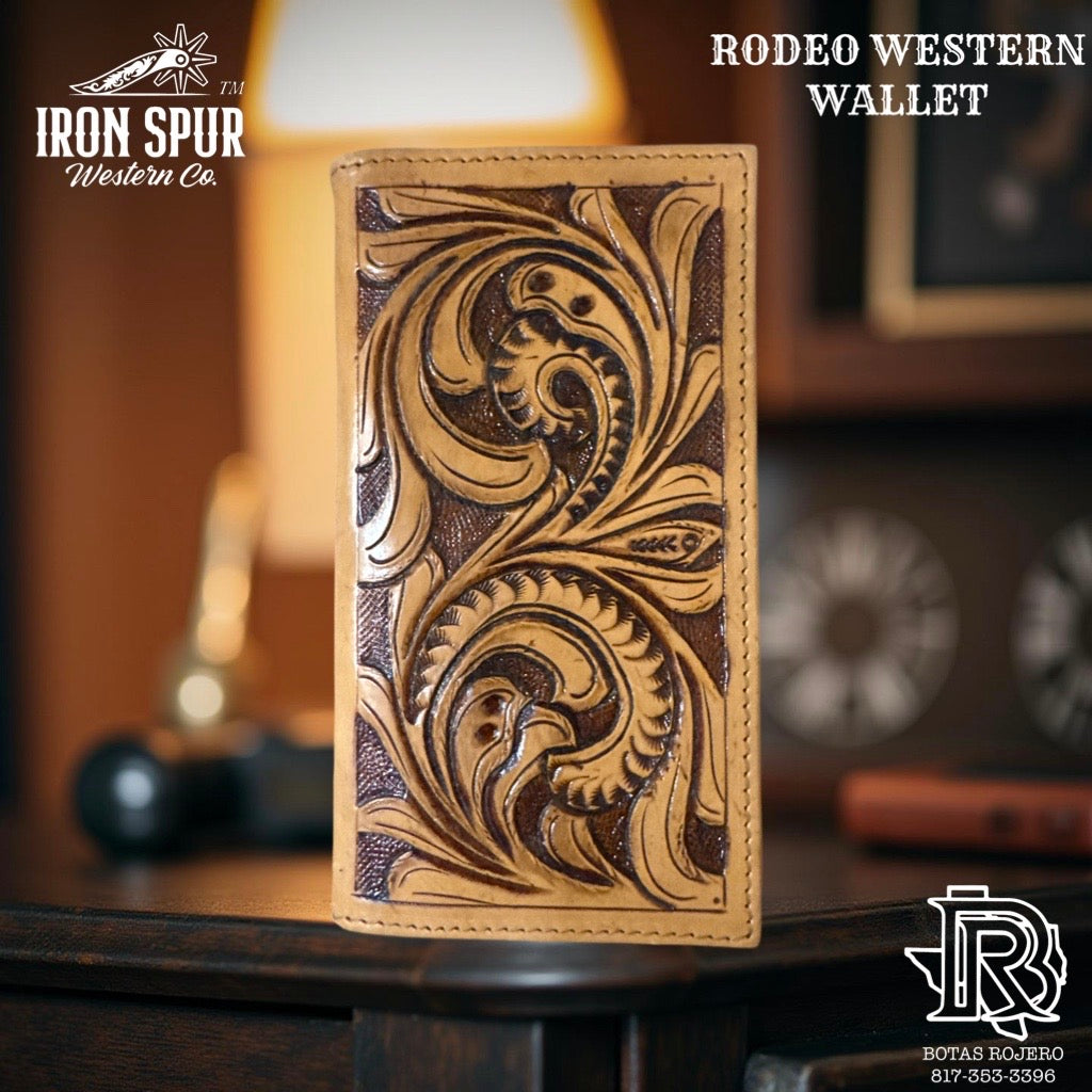 “ JONATHAN  “ | IRON SPUR ™️ MEN BI FOLD WESTERN TOOLED LEATHER WALLET