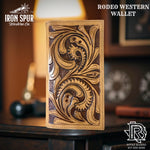 “ JONATHAN  “ | IRON SPUR ™️ MEN BI FOLD WESTERN TOOLED LEATHER WALLET