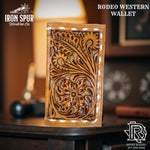 “ ISAI  “ | IRON SPUR ™️ MEN BI FOLD WESTERN TOOLED LEATHER WALLET
