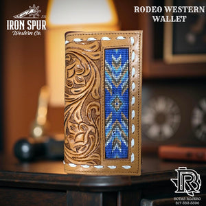 “ ALEXANDER  “ | MEN BI FOLD WESTERN TOOLED LEATHER WALLET BEADED