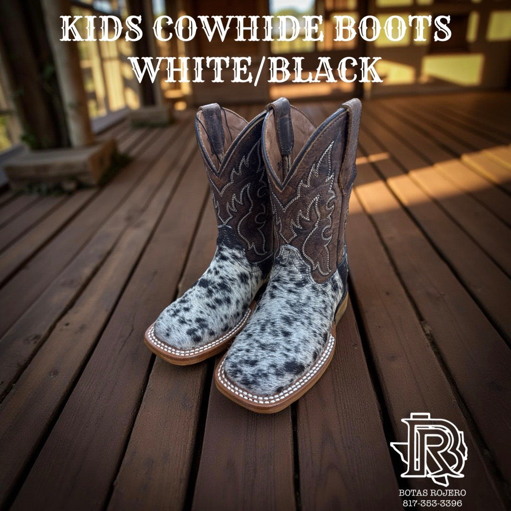 ‘’JAMES’’ | KIDS  WESTERN COWHIDE SQUARE TOE BOOTS