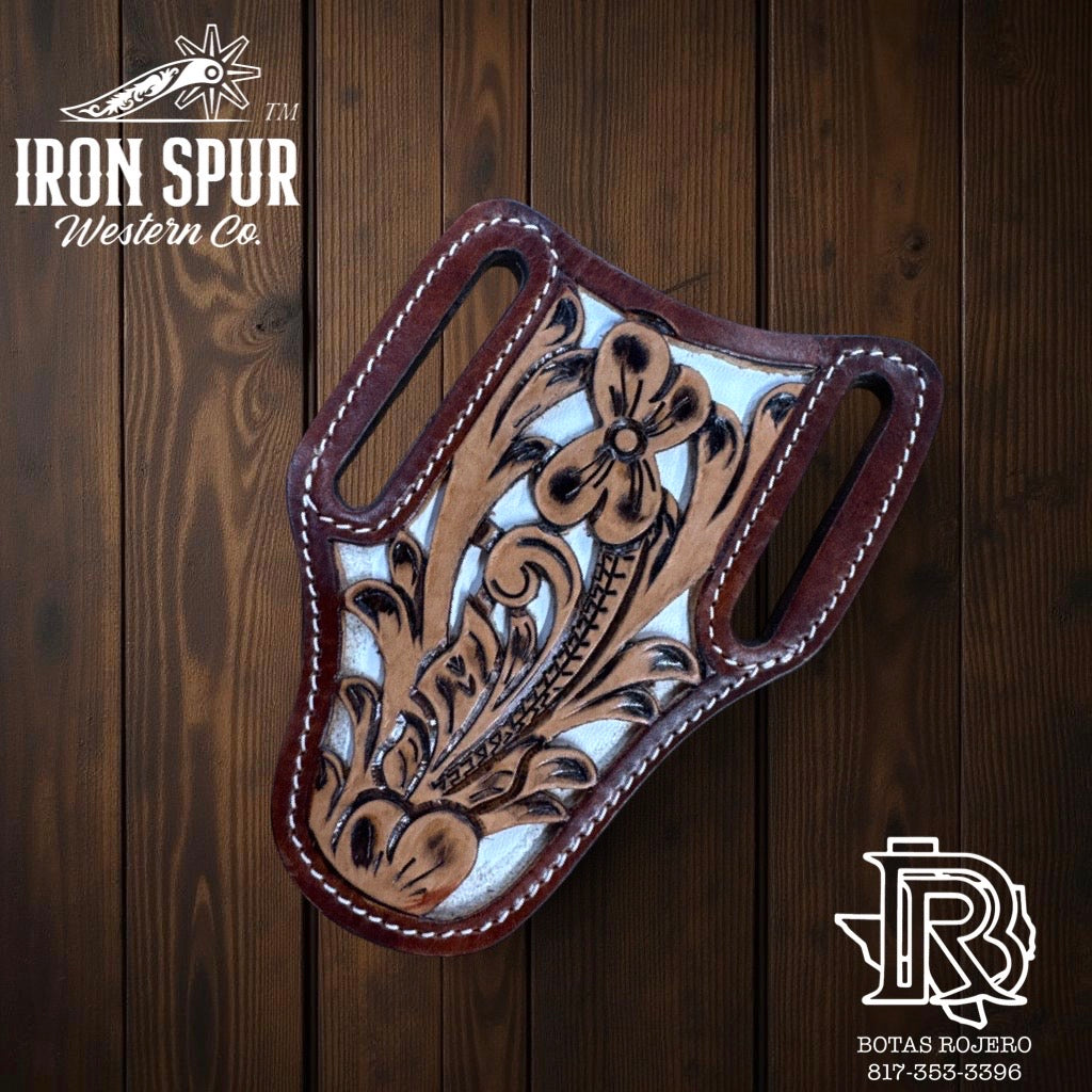 ‘’GARRETT’’  IRON SPUR WESTERN CO.  KNIFE SHEATH WESTERN TOOLED LEATHER