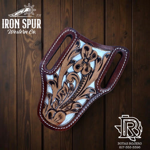 ‘’GARRETT’’  IRON SPUR WESTERN CO.  KNIFE SHEATH WESTERN TOOLED LEATHER
