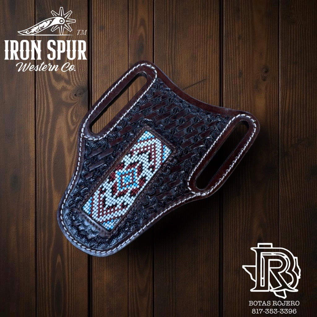 “ CESAR “ | IRON SPUR WESTERN CO.  KNIFE SHEATH WESTERN TOOLED LEATHER  BEADED