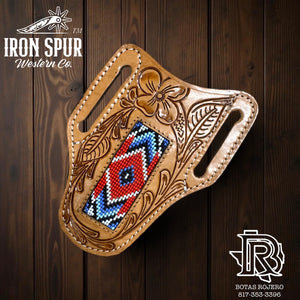 “ JOSEPH “ | MEN KNIFE SHEATH TOOLED LEATHER BEADED