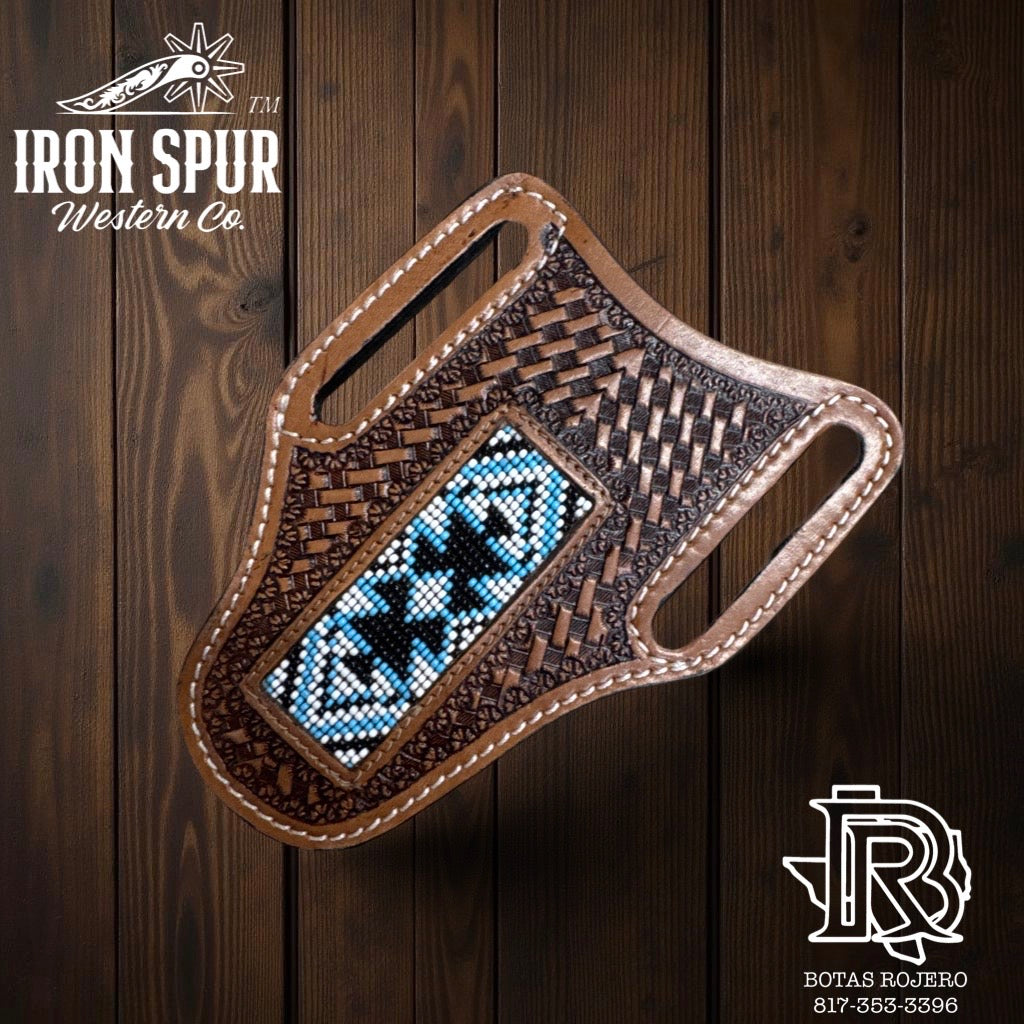 “ LUKA “ |  IRON SPUR WESTERN CO.  KNIFE SHEATH WESTERN TOOLED LEATHER  BEADED