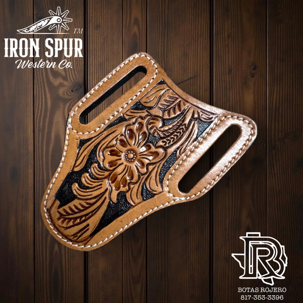 JUAN KNIFE SHEATH  TOOLED LEATHER | IRON SPUR