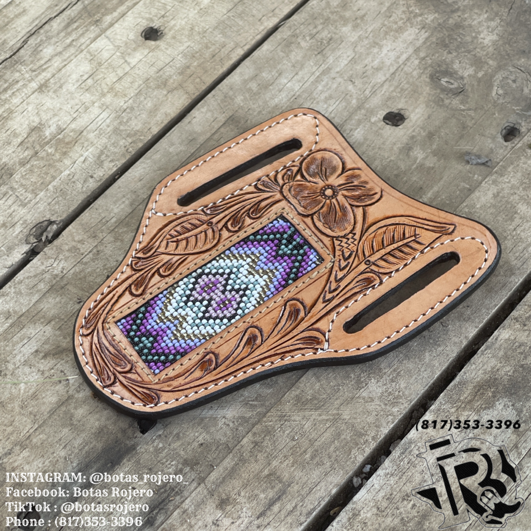 “ CHRIS “ | MEN KNIFE SHEATH TOOLED LEATHER BEADED