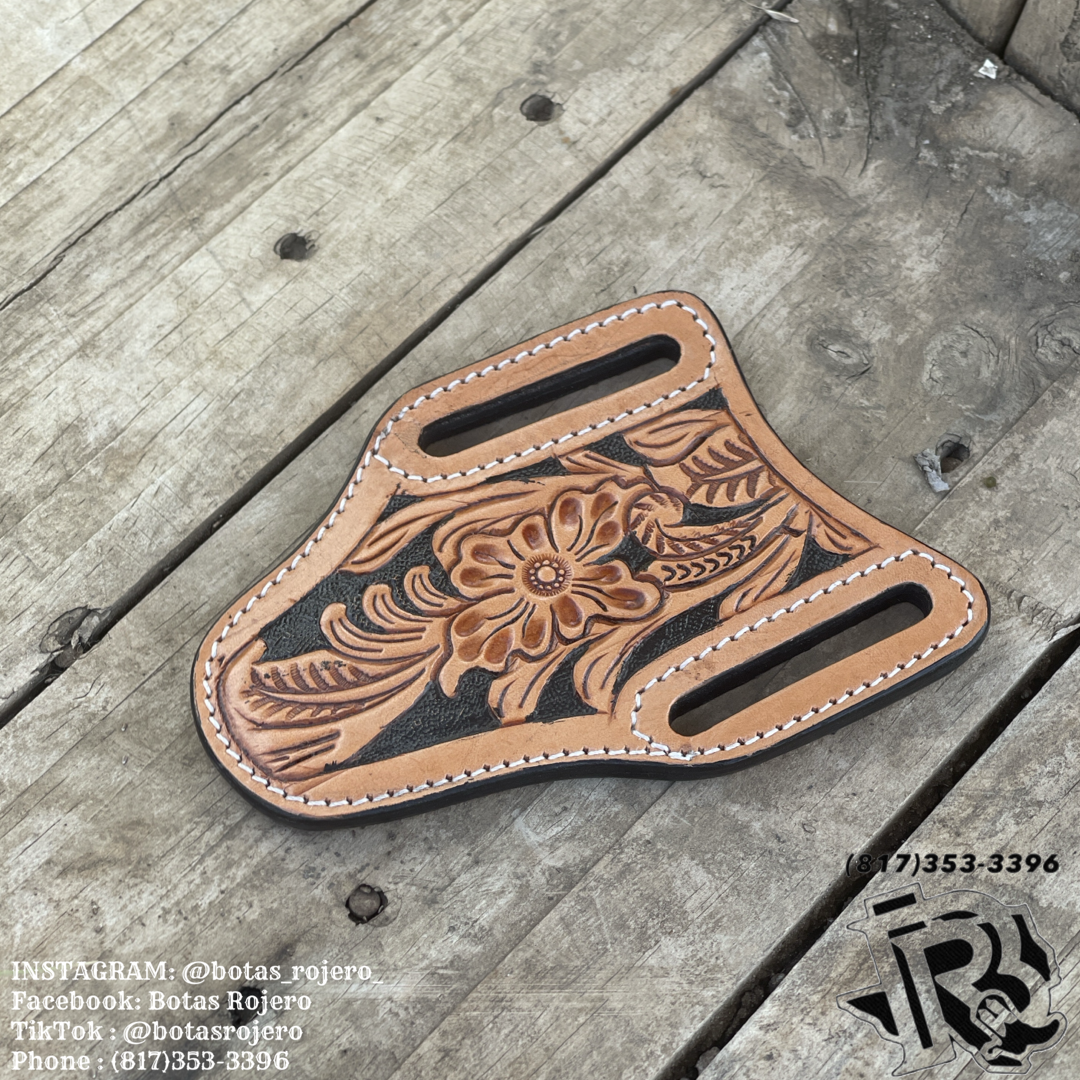 JUAN KNIFE SHEATH  TOOLED LEATHER | IRON SPUR