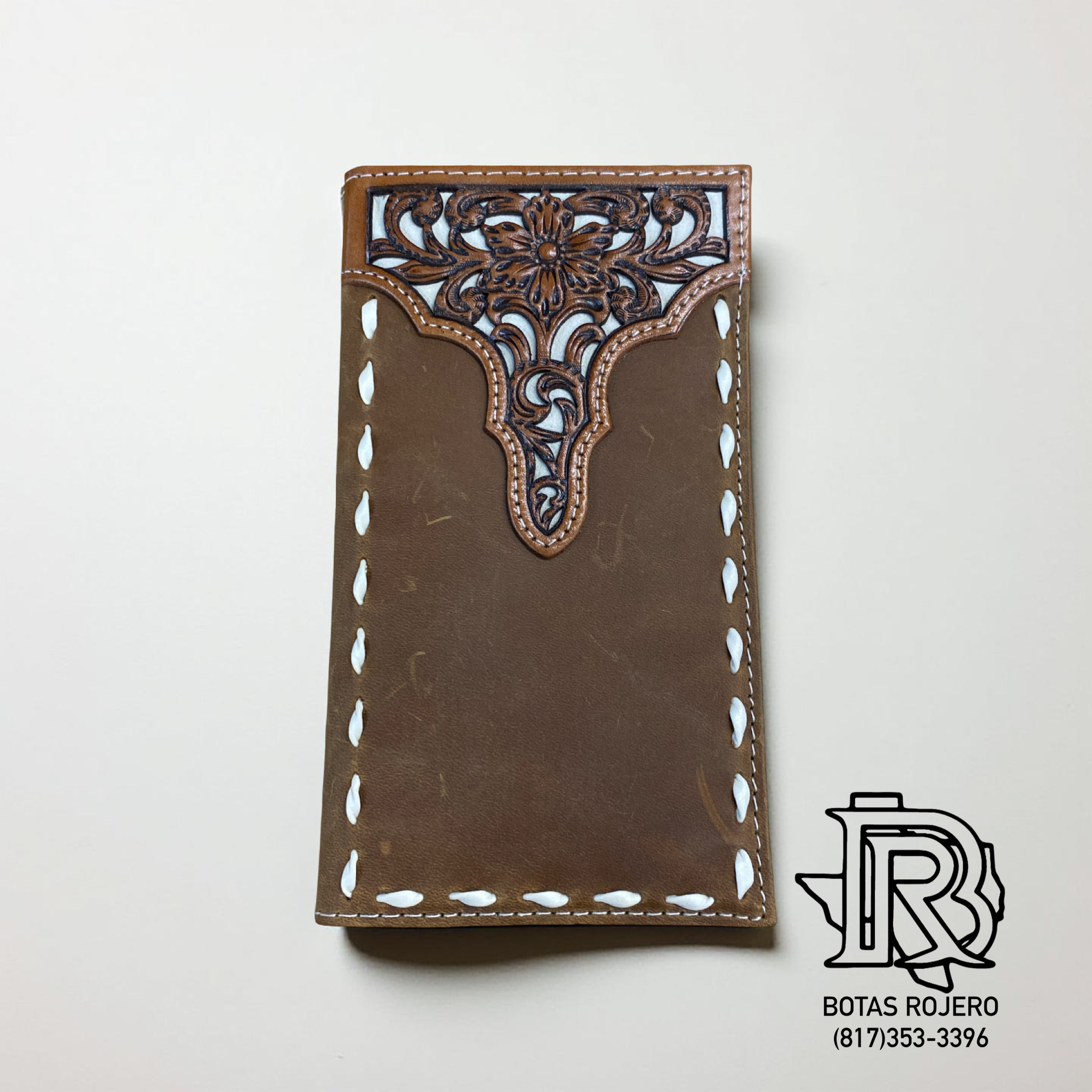 ARIAT RODEO FLORAL TOOLED OVERLAY BUCK STITCH MEDIUM BROWN