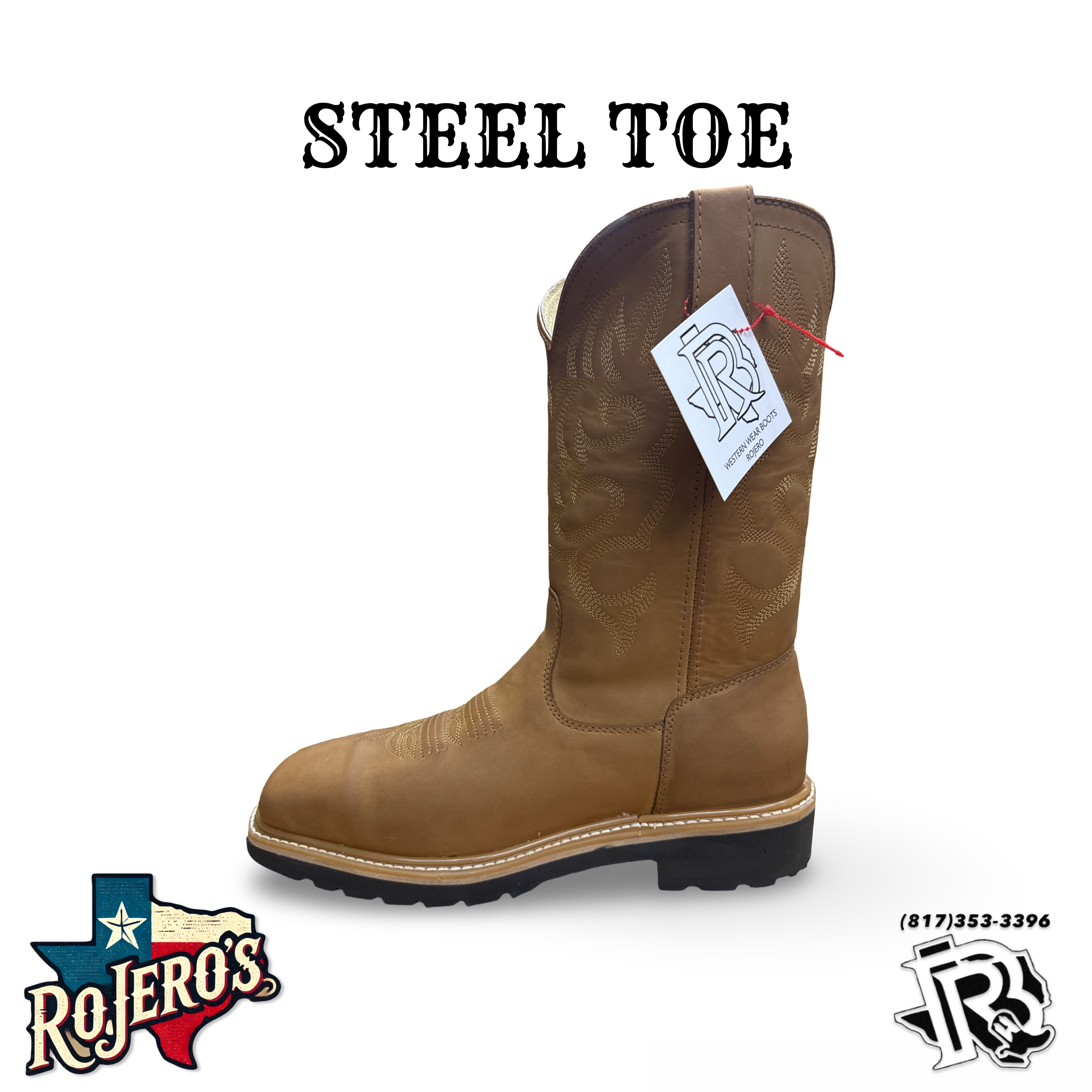 STEEL TOE LIGHT TAN MEN WESTERN WORK BOOTS STYLE 602 Botas Rojero