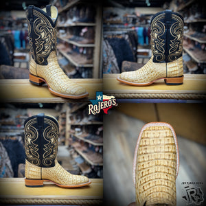“ Jack  “  | MEN WESTERN ORIGINAL CAIMAN SQUARE TOE BOOTS TAN ARANGO