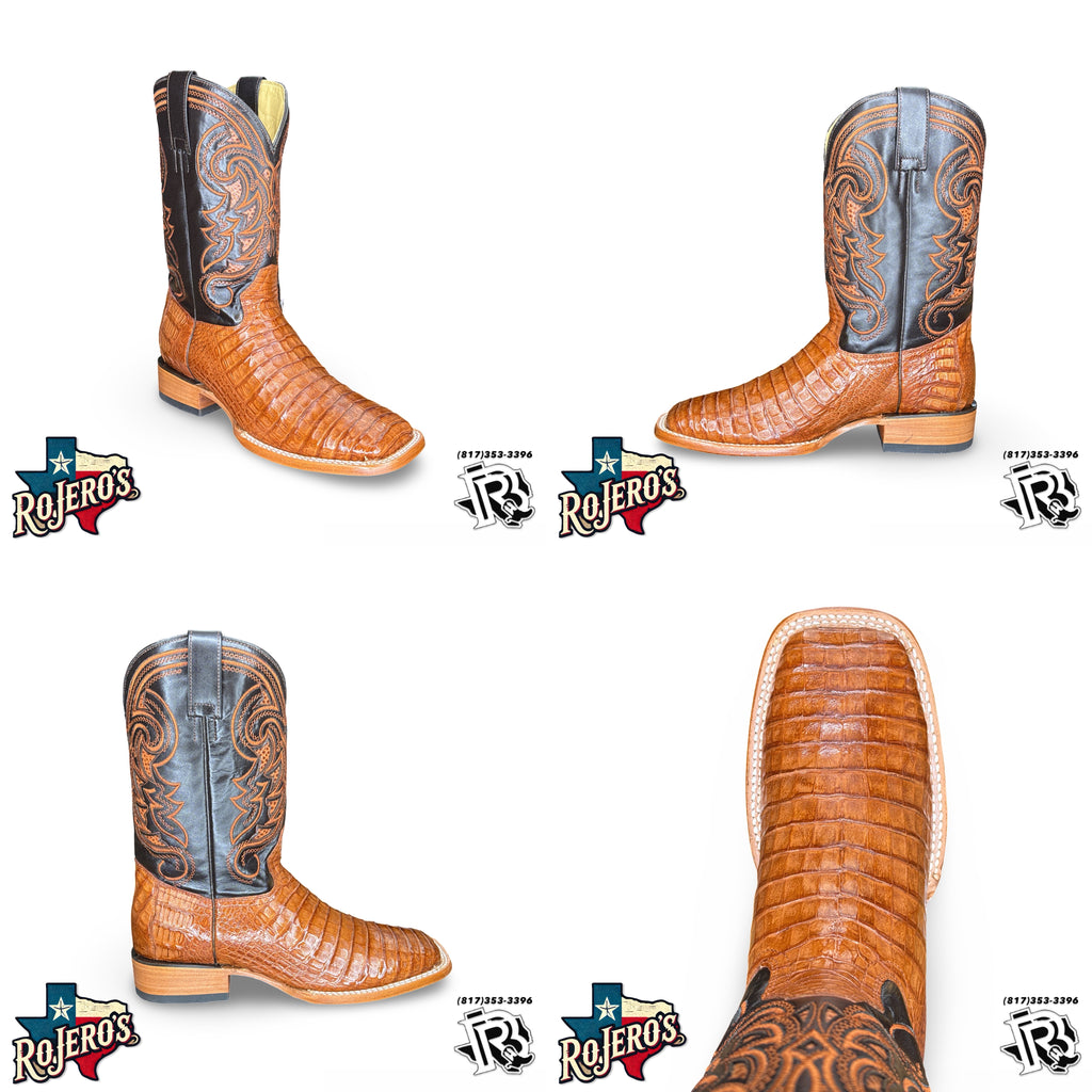 CAIMAN BELLY COGNAC | ORIGNAL MEN SQUARE TOE BOOTS ARANGO