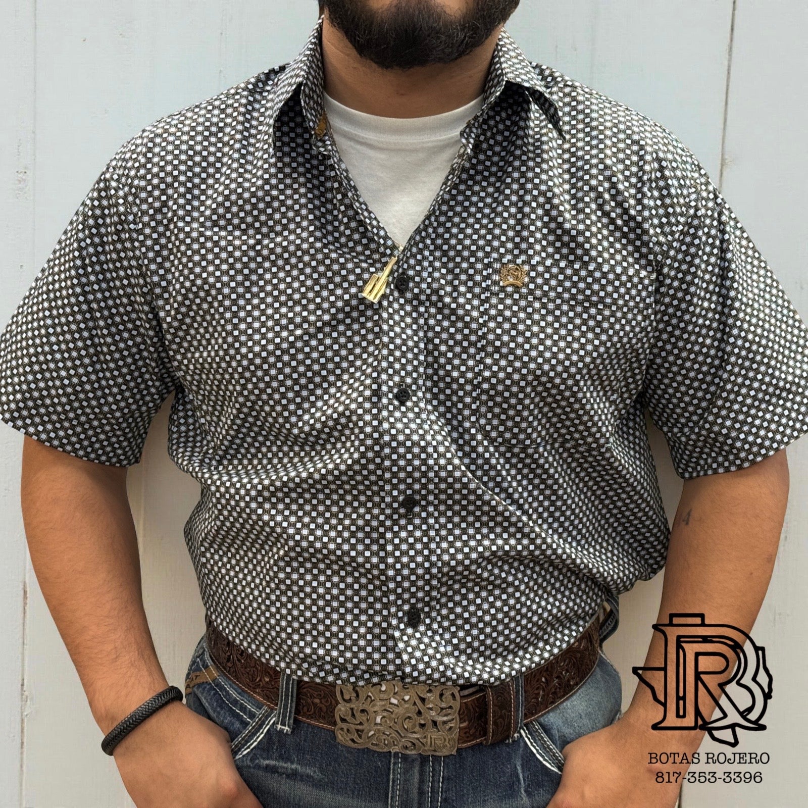 CINCH MENS SHORT SLEEVE BLACK SHIRT | MTW1111492