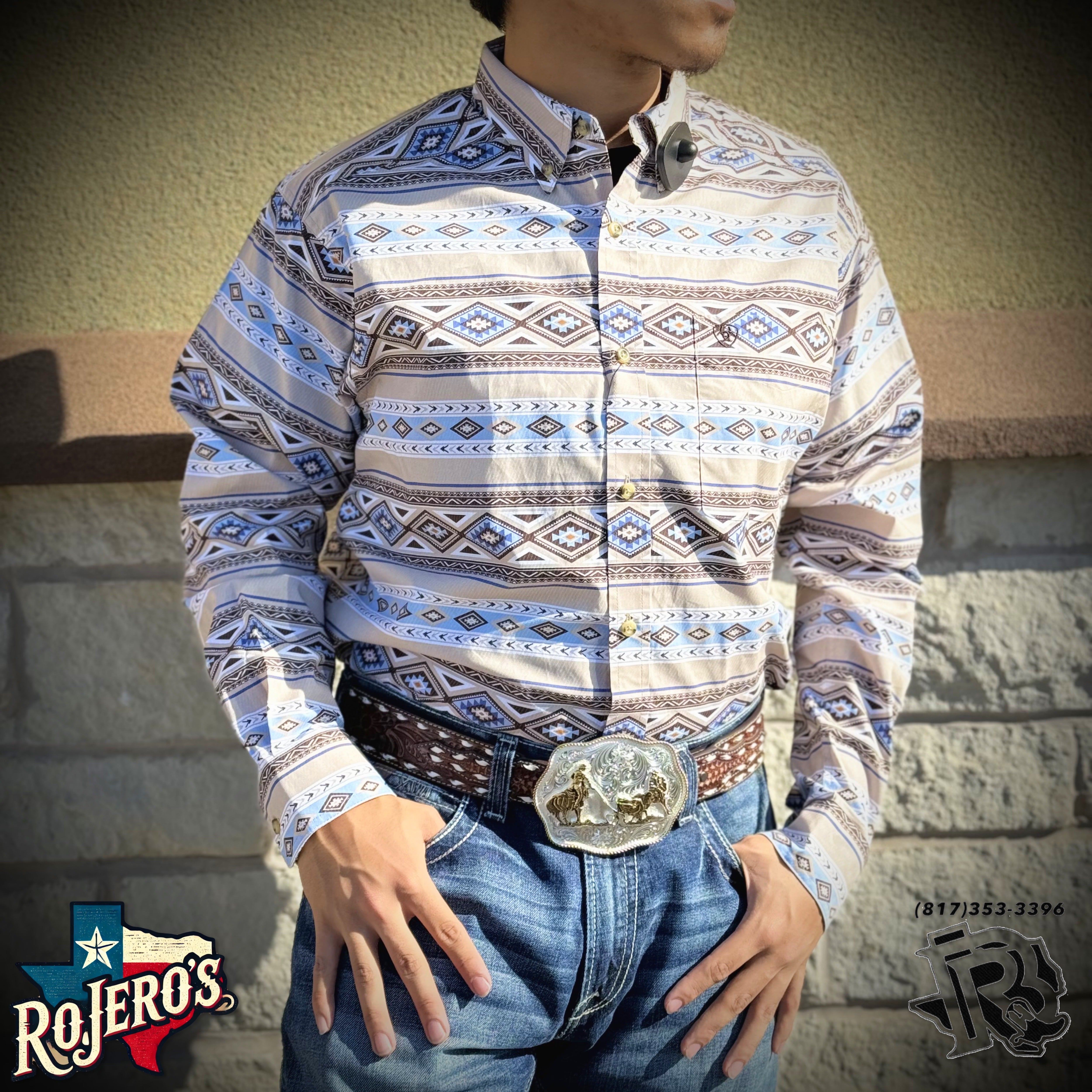 MENS ARIAT CORY BROWN LONG SLEEVE SHIRT |10054089