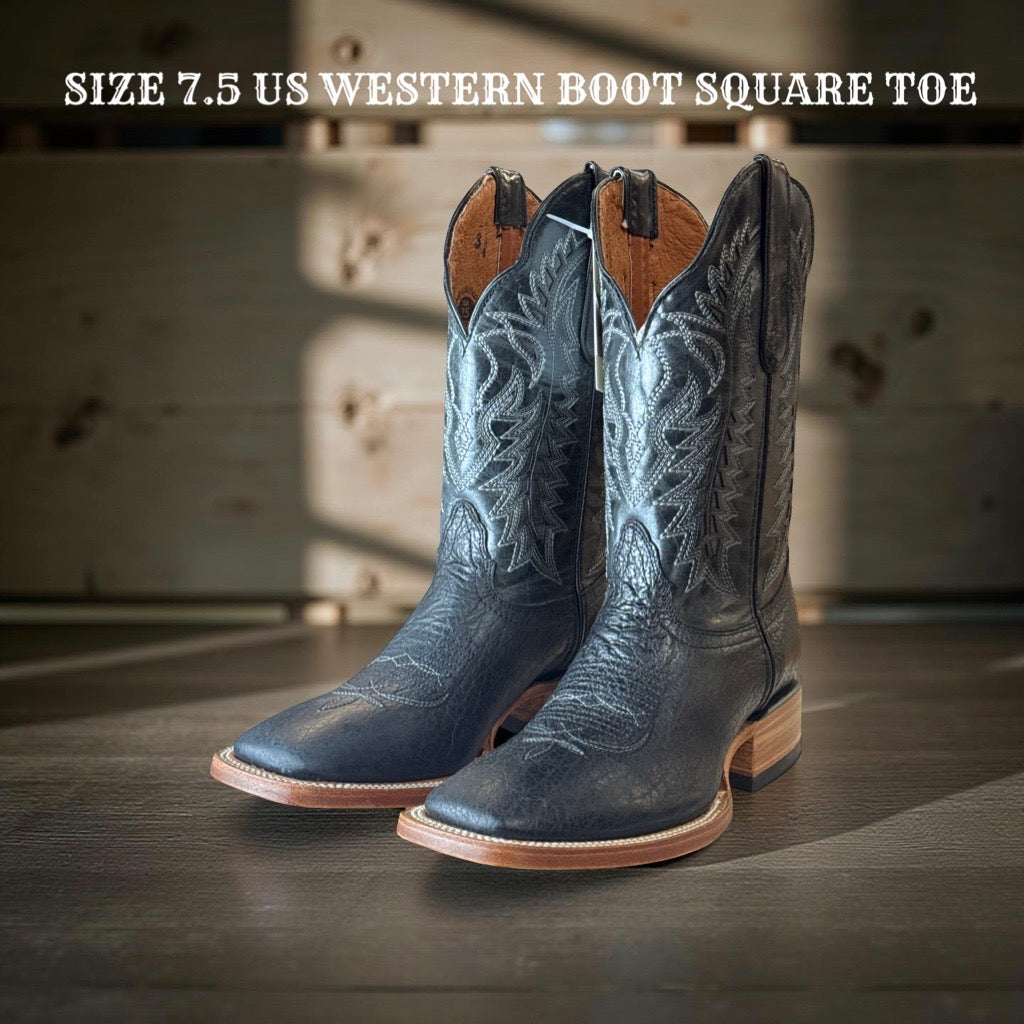 SQUARE TOE BOOT DAKOTA BLACK MEN WESTERN BOOT