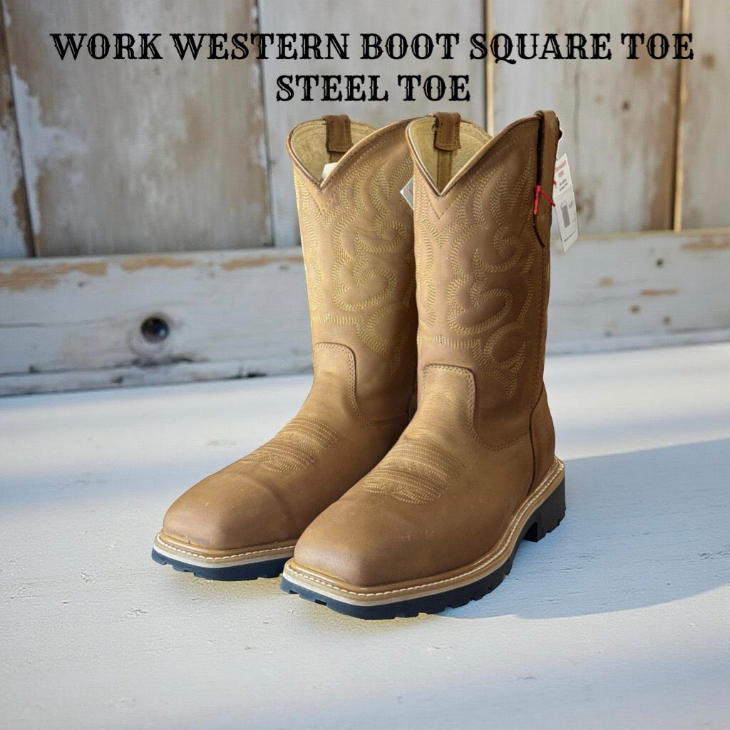 STEEL TOE LIGHT TAN MEN WESTERN WORK BOOTS STYLE 602 – Botas