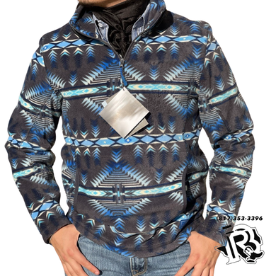 Men’s Aztec printed fleece charcoal pullover rock & roll | DM91C01823