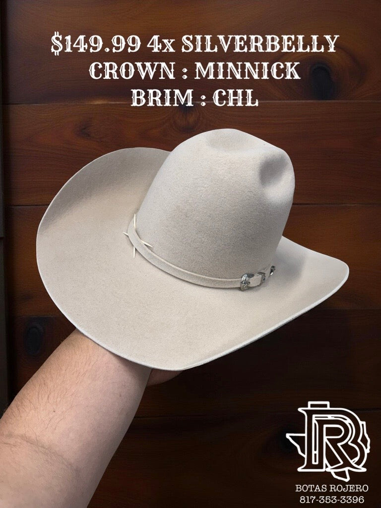 4x SILVERBELLY | IRON SPUR ™️ WOOL HAT CROWN 6” BRIM 4 1/4”