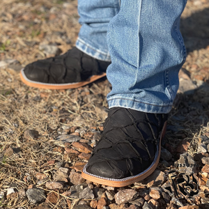 FIS-H BOOTS | ANDERSON BEAN SQUARE TOE MEN WESTERN BOOTS MATTE BLACK STYLE :