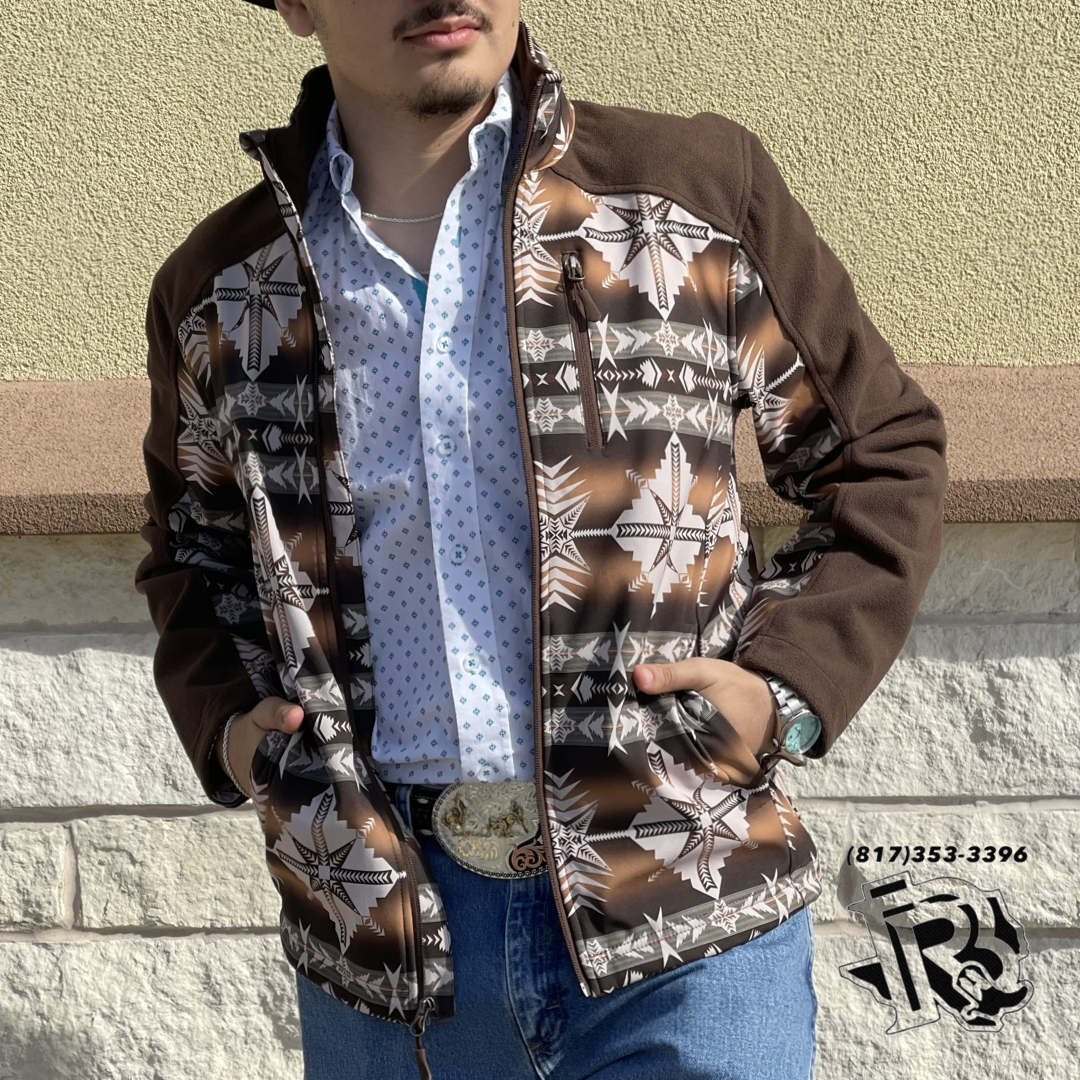 Jacob “ | Men Western Jacket Zip Up Brown Aztec PRMO92RZY6