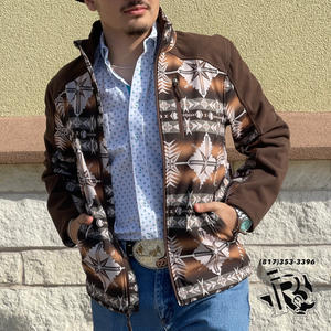 “ Jacob “ | Men Western  Jacket Zip Up Brown Aztec PRMO92RZY6