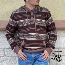 Load image into Gallery viewer, Men’s rock &amp; roll knitted sweater hoodie dark brown | BM94T03013