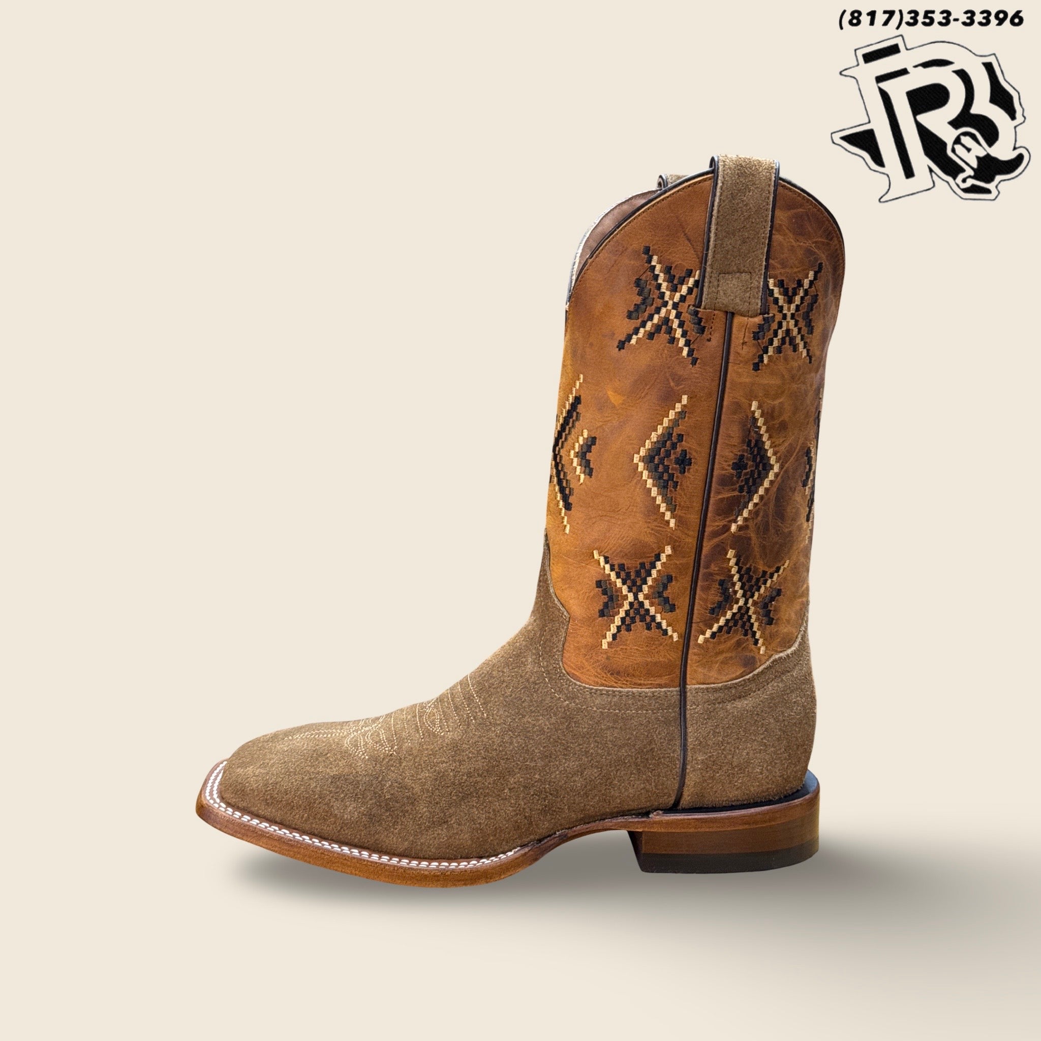 ‘’OWEN’’ AMERICAN PRO BULL CAMEL ROUGH OUT  BOOTS |THR219