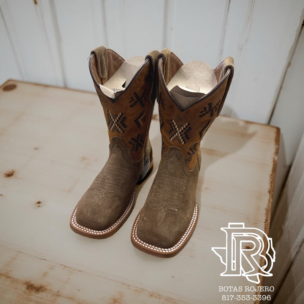 KIDS ROUGH OUT BOOTS CAMEL SQUARE TOE