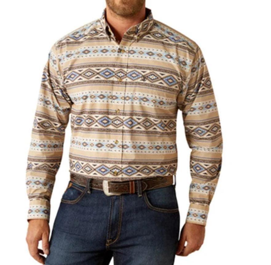 MENS ARIAT CORY BROWN LONG SLEEVE SHIRT |10054089