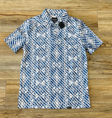 Mens panhandle aztec stripe snap knit polo blue | TM51T03526