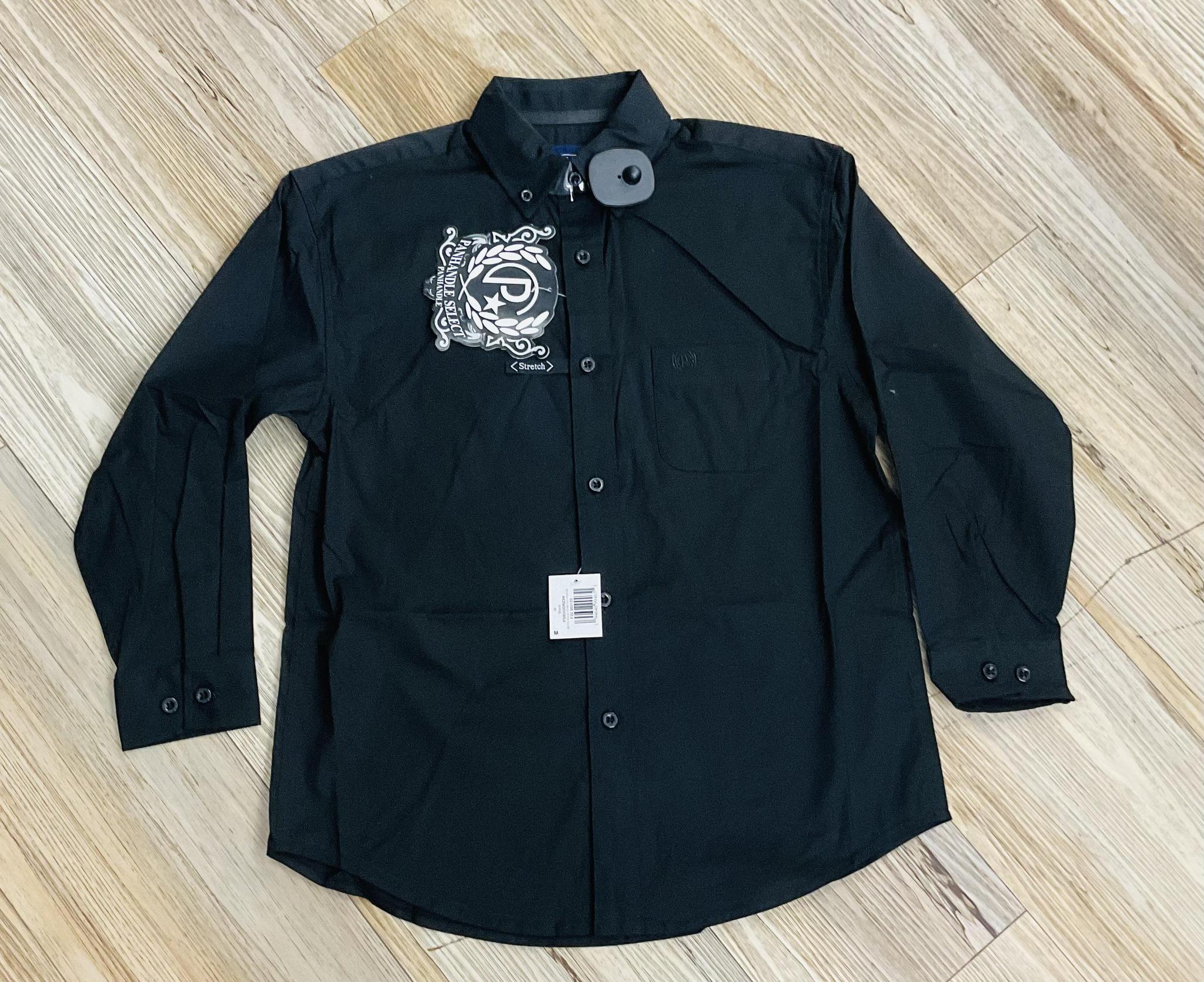 BOYS LONG SLEEVE SOLID STRETCH POPLIN BLACK PANHANDLE |PSBSODRZ2N