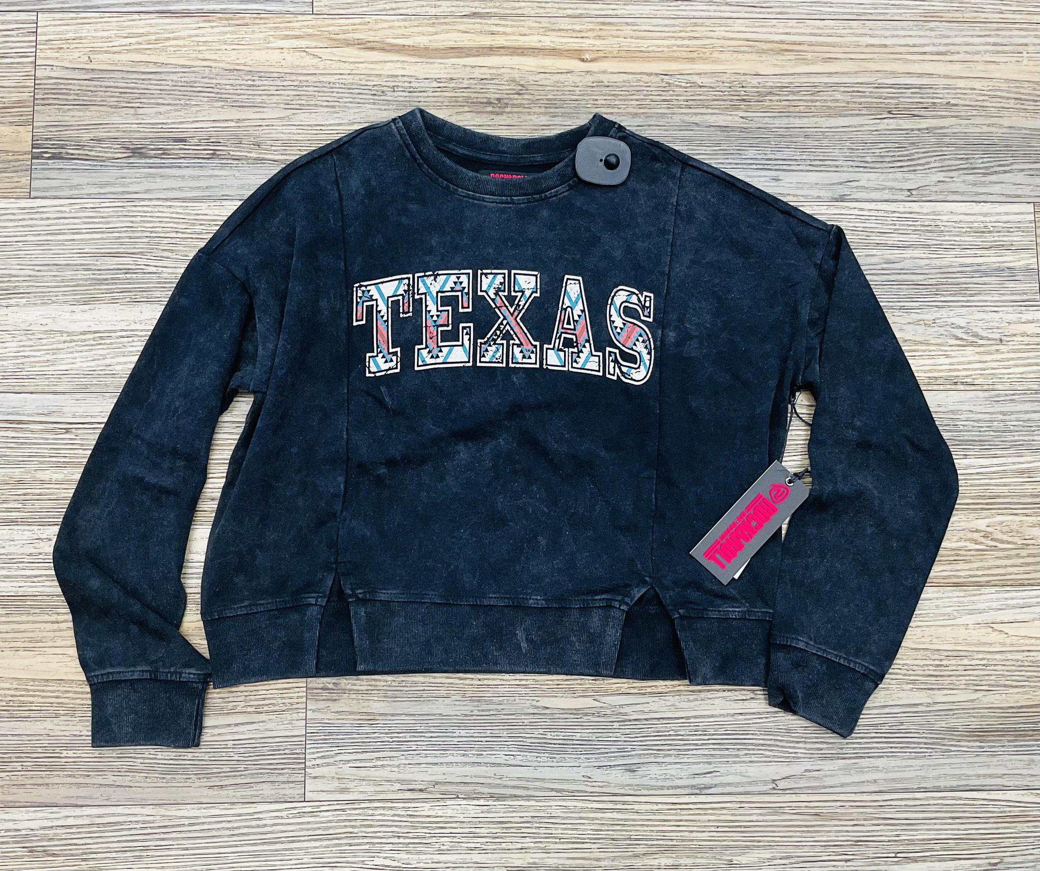WOMENS ROCK & ROLL TEXAS GRAPHIC BLACK PULLOVER | BW91T05929