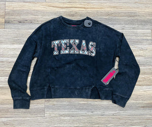 WOMENS ROCK & ROLL TEXAS GRAPHIC BLACK PULLOVER | BW91T05929