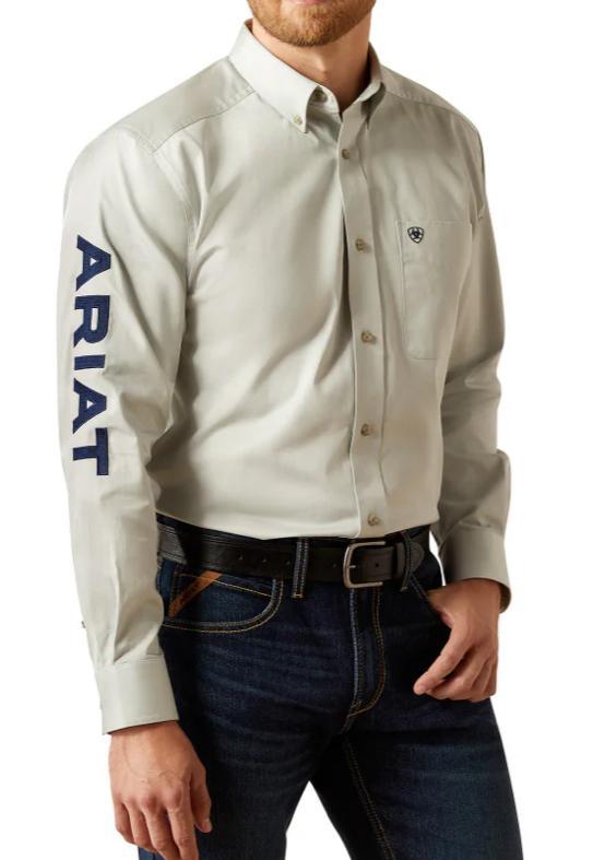 Ariat Men’s Team Logi Twill Silver Grey Classic Fit Button Down Shirt | 10059133