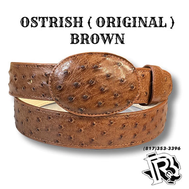 “ OMAR “ | OSTRICH ORIGINAL BELT BROWN 1.5 INCH