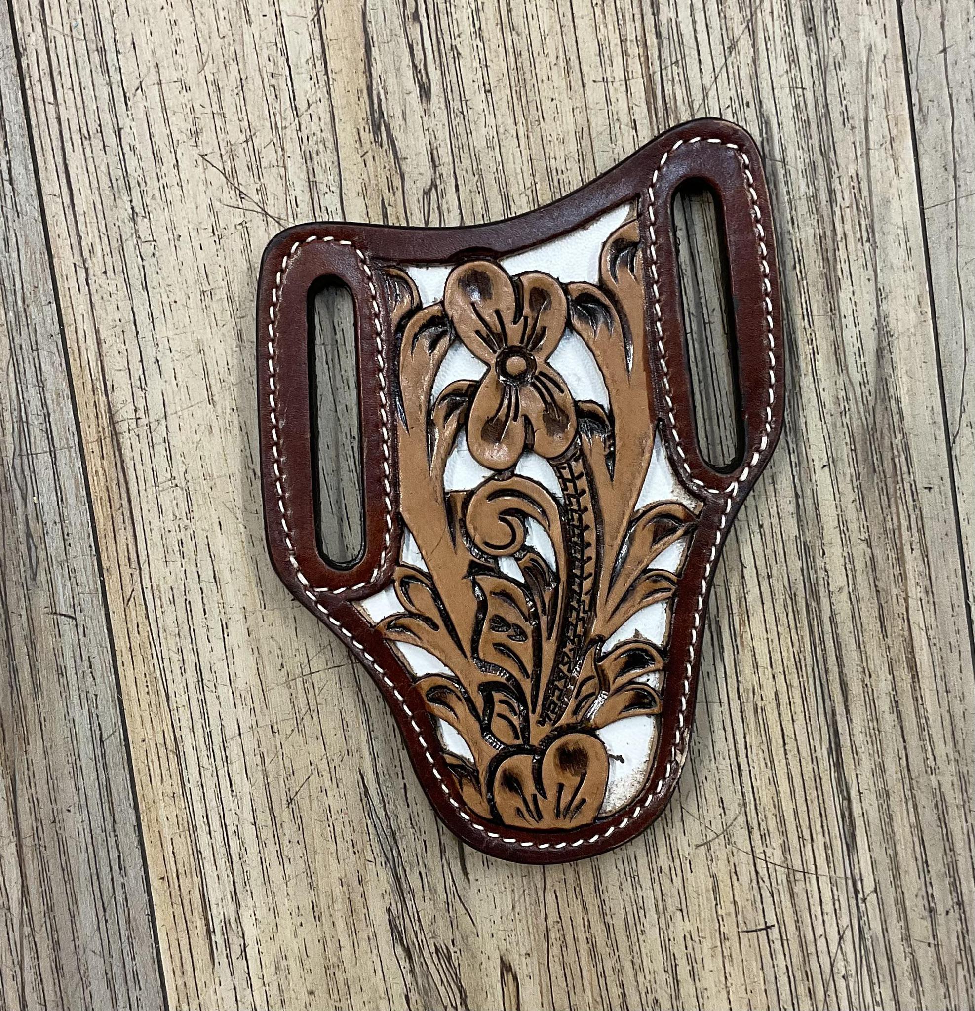 ‘’GARRETT’’  IRON SPUR WESTERN CO.  KNIFE SHEATH WESTERN TOOLED LEATHER
