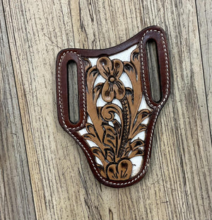 ‘’GARRETT’’  IRON SPUR WESTERN CO.  KNIFE SHEATH WESTERN TOOLED LEATHER