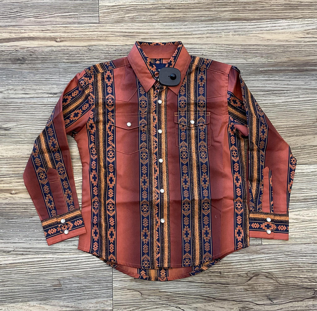 BOYS WRANGLER LONG SLEEVE RED SHIRT | 112351580